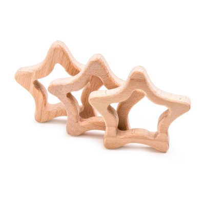 Safe Natural Beech Wooden Start Teether Toys For Baby