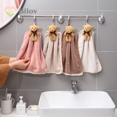 Super soft microfiber hand towel coral fleece absorbent quick-drying towel