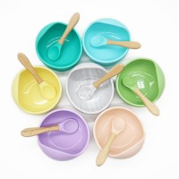 New arrival custom color nontoxic silicone baby bowl and spoon with strong suction