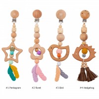 Wholesales Colored Bead Chain New Design Baby Wooden Toys Cute Animal Pram Stroller Chain