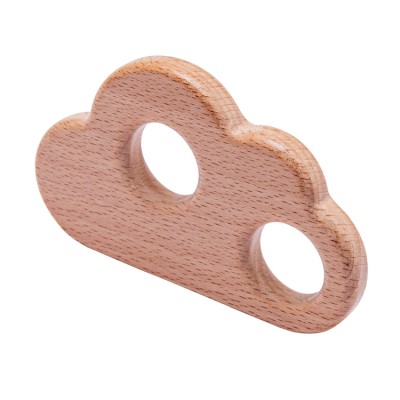 DIY Baby Toy Wooden Necklace Pendant Food Grade Beech Teether Toy Cloud Double Hole Teeth Toy