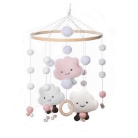 Handmade Environmental Protection Plush Cute Cloud Wood Crib Mobile Baby Mobile Toy