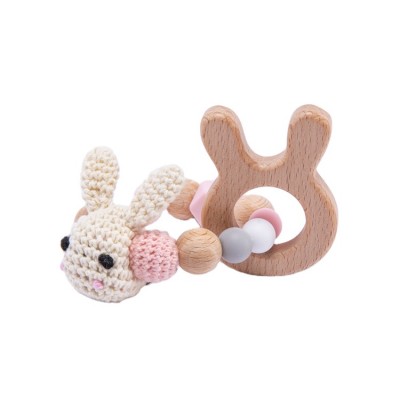 DIY Beaded Care Bracelet Rabbit Shape Crochet Chewable Baby Teething Teether Toy