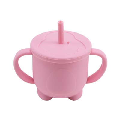 Baby Learning Feeding Cup Silicone Baby Straw Cup with Silicone Straw Cup Lid